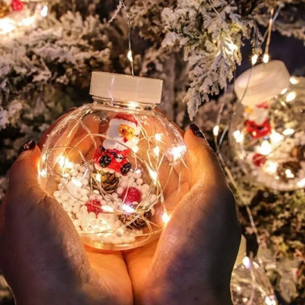 LED Curtain String Light Ball with Santa Claus and Snow in Xmas Tree Christmas D